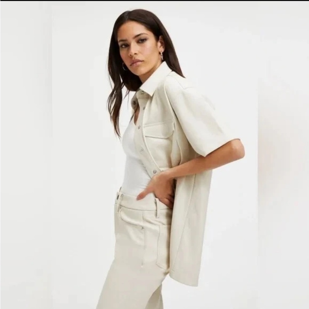 7 For All Mankind - faux leather short sleeve button down